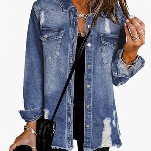 Domino Classic Blue Distressed Jean Jacket